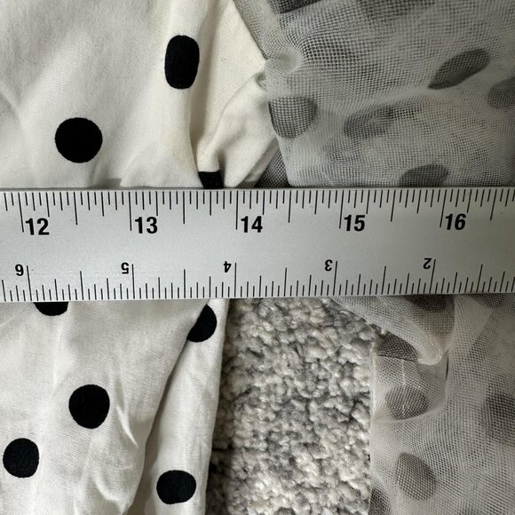 Staud Shirt Womens 6 White Black Polka Dot Sheer Mesh Sleeve Crop Top Blouse - Picture 5 of 9